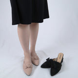 J Bow Velvet Slip on Heels
